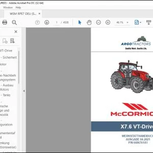 Argo Tractors McCormick X7.6 VT-Drive WERKSTATTHANDBUCH - PDF DOWNLOAD