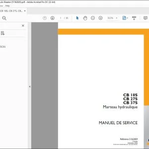 CNH CB 18S CB 27S CB 37S Marteau hydraulique MANUEL DE SERVICE 51562829 – PDF DOWNLOAD (French)