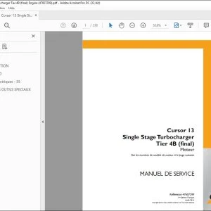 CNH Cursor 13 Single Stage Turbocharger Tier 4B (final) Moteur MANUEL DE SERVICE 47607299 - PDF DOWNLOAD (French)