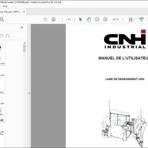 CNH LAME DE DENEIGEMENT URN MANUEL DE L'OPÉRATEUR 51552846 - PDF DOWNLOAD (French)