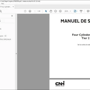CNH NEF Four Cylinder Mechanical Tier 2 and Stage II Moteur MANUEL DE SERVICE 47899766 - PDF DOWNLOAD (French)