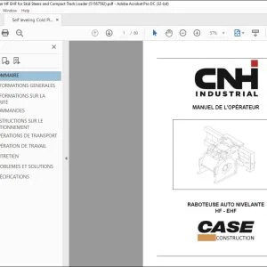 CNH RABOTEUSE AUTO NIVELANTE HF - EHF MANUEL DE L'OPÉRATEUR 51567592 - PDF DOWNLOAD (French)