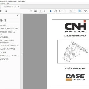 CNH SCIE À ROCHER HF - EHF MANUEL DE L'OPÉRATEUR 51567596 – PDF DOWNLOAD (French)