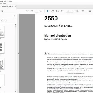 Case 2550 BULLDOZER À CHENILLE Manuel d'entretien 84414746B  - PDF DOWNLOAD (French)