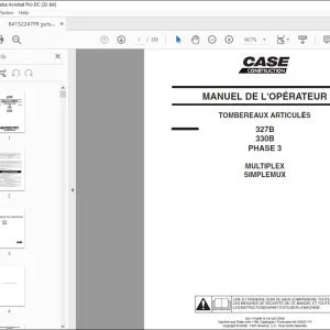 Case 327B 330B PHASE 3 MULTIPLEX SIMPLEMUX TOMBEREAUX ARTICULÉS MANUEL DE L'OPÉRATEUR 84152247 - PDF DOWNLOAD (French)