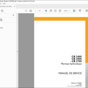 Case CB 240S CB 290S CB 370S Marteau hydraulique MANUEL DE SERVICE 51562865 - PDF DOWNLOAD (French)