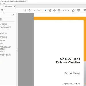 Case CX130C Tier 4 Pelle sur Chenilles Service Manuel 47369714B - PDF DOWNLOAD (French)