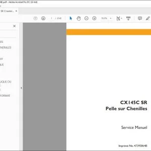 Case CX145C SR Pelle sur Chenilles Service Manuel 47395864B – PDF DOWNLOAD (French)