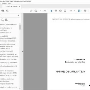 Case CX145D SR Excavatrice sur chenilles MANUEL DE L’UTILISATEUR 51449218 - PDF DOWNLOAD (French)