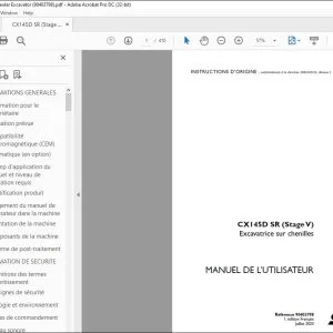 Case CX145D SR (Stage V) Excavatrice sur chenilles MANUEL DE L’UTILISATEUR 90403798 - PDF DOWNLOAD (French)