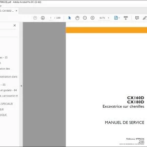 Case CX160D CX180D Excavatrice sur chenilles MANUEL DE SERVICE 47996226 - PDF DOWNLOAD (French)