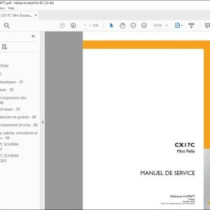 Case CX17C Mini Pelle MANUEL DE SERVICE 51679677 - PDF DOWNLOAD (French)