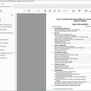 Case CX210B CX230B CX240B PELLE HYDRAULIQUE SUR CHENILLES SERVICE MANUEL - PDF DOWNLOAD (French)