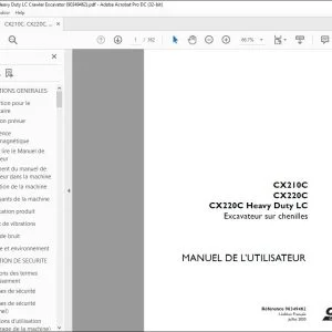 Case CX210C CX220C CX220C Heavy Duty LC Excavateur sur chenilles MANUEL DE L’UTILISATEUR 90349462 - PDF DOWNLOAD (French)