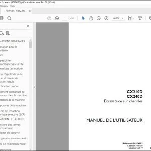 Case CX210D CX240D Excavatrice sur chenilles MANUEL DE L’UTILISATEUR 90324683 – PDF DOWNLOAD (French)