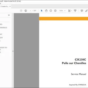 Case CX230C Pelle sur Chenilles Service Manuel 47445651A – PDF DOWNLOAD (French)