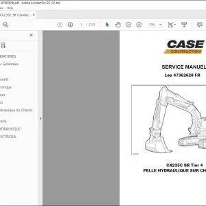 Case CX235C SR Tier 4 PELLE HYDRAULIQUE SUR CHENILLES SERVICE MANUEL Lep 47362628 FR - PDF DOWNLOAD (French)