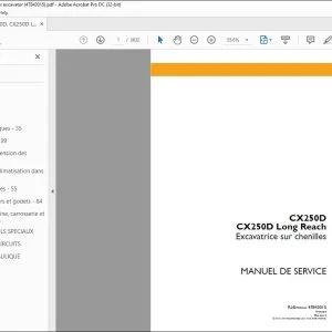 Case CX250D CX250D Long Reach Excavatrice sur chenilles MANUEL DE SERVICE 47843015 - PDF DOWNLOAD (French)