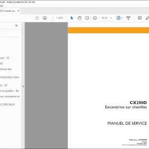 Case CX250D Excavatrice sur chenilles MANUEL DE SERVICE 47928480 – PDF DOWNLOAD (French)
