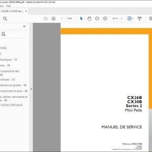 Case CX26B CX30B Series 2 Mini Pelle MANUEL DE SERVICE 84563196B - PDF DOWNLOAD (French)