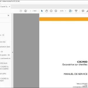 Case CX290D Excavatrice sur chenilles MANUEL DE SERVICE 48155075 – PDF DOWNLOAD (French)