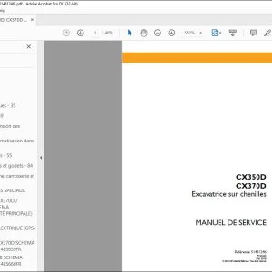 Case CX350D CX370D Excavatrice sur chenilles MANUEL DE SERVICE 51481246 - PDF DOWNLOAD (French)