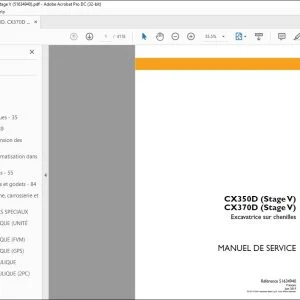Case CX350D (Stage V) CX370D (Stage V) Excavatrice sur chenilles MANUEL DE SERVICE 51634940 – PDF DOWNLOAD (French)