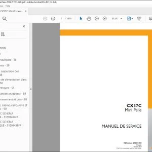 Case CX37C Mini Pelle MANUEL DE SERVICE 51591450 - PDF DOWNLOAD (French)