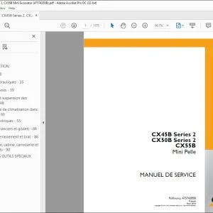 Case CX45B Series 2 CX50B Series 2 CX55B Mini Pelle MANUEL DE SERVICE 47574285B - PDF DOWNLOAD (French)