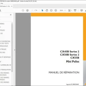 Case CX45B Series 2 CX50B Series 2 CX55B Mini Pelles MANUEL DE RÉPARATION 84602444A - PDF DOWNLOAD (French)