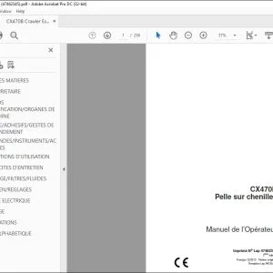 Case CX470B Pelle sur chenilles Manuel de l’Opérateur 47462345 – PDF DOWNLOAD (French)