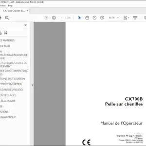 Case CX700B Pelle sur chenilles Manuel de l’Opérateur 47462351 – PDF DOWNLOAD (French)