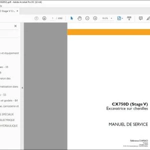 Case CX750D (Stage V) Excavatrice sur chenilles MANUEL DE SERVICE 51692653 – PDF DOWNLOAD (French)