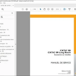 Case CX75C SR CX75C SR Long Reach Excavatrice sur chenilles MANUEL DE SERVICE 51613423 - PDF DOWNLOAD (French)