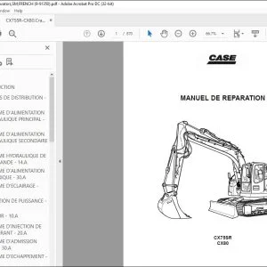 Case CX75SR CX80 Crawler Excavator MANUEL DE REPARATION - PDF DOWNLOAD (French)