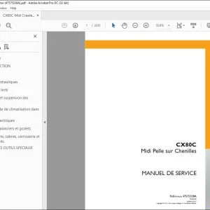 Case CX80C Midi Pelle sur Chenilles MANUEL DE SERVICE 47575338A - PDF DOWNLOAD (French)