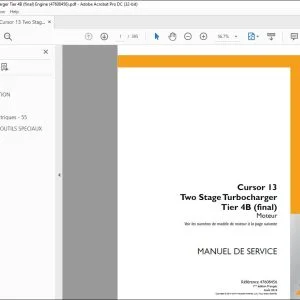 CNH Cursor® 13 Single Stage Turbocharger Tier 4B (final) and Stage IV Moteur MANUEL DE SERVICE 47869984 - PDF DOWNLOAD (French)