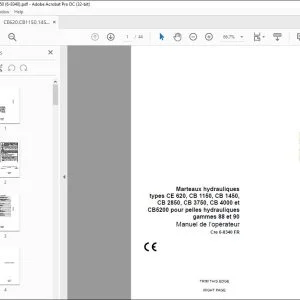 Case Marteaux hydrauliques types CE620 CB1150 CB1450 CB2850 CB3750 CB4000 et CB5200 pour pelles hydrauliques gammes 88 et 90 Manuel de l’opérateur Cre 6-8340 FR - PDF DOWNLOAD (French)