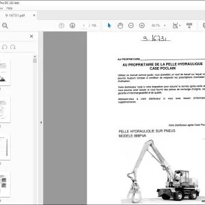 Case Pelles  Hydraulique sur pneus 888P4A Manuel de l’opérateur 9-16731 - PDF DOWNLOAD (French)
