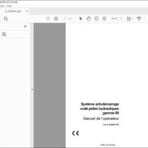 Case Système anti-démarrage codé pelles hydrauliques gamme 88 Manuel de l’opérateur Cre 6-25960 FR - PDF DOWNLOAD (French)