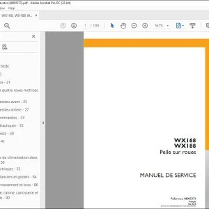 Case WX168 WX188 Pelle sur roues MANUEL DE SERVICE 48005373 - PDF DOWNLOAD (French)