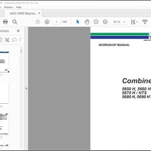 DEUTZ-FAHR 5650 H, 5660 HTS 5670 H / HTS 5680 H, 5690 HTS Combine Workshop Manual - PDF DOWNLOAD
