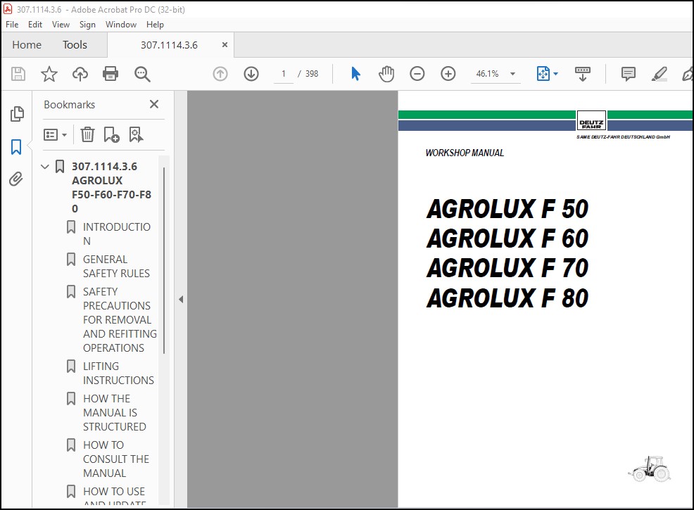 DEUTZ-FAHR AGROLUX F 50 AGROLUX F 60 AGROLUX F 70 AGROLUX F 80