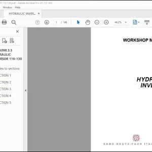 DEUTZ-FAHR Hydraulic Inversor 110-130 Workshop Manual - PDF DOWNLOAD