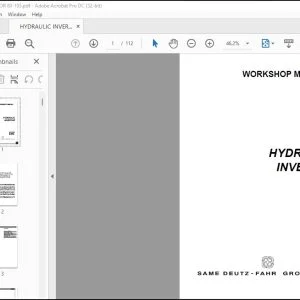 DEUTZ-FAHR Hydraulic Inversor 80 105 HP Workshop Manual - PDF DOWNLOAD