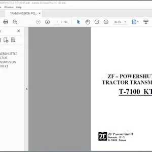 DEUTZ-FAHR ZF POWERSHUTTLE TRACTOR TRANSMISSION T-7100 KT Workshop Manual 5871 956 002 - PDF DOWNLOAD