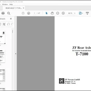 DEUTZ-FAHR ZF Rear Axle for tractor transmissions T-7100 Workshop Manual 5871 955 102 - PDF DOWNLOAD