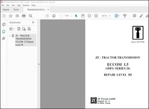DEUTZ-FAHR ZF - TRACTOR TRANSMISSION ECCOM 1.5 (SDFG SERIES 20) REPAIR LEVEL III Workshop Manual  5871 977 002 - PDF DOWNLOAD