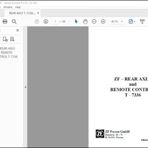 DEUTZ-FAHR ZF – REAR AXLE and REMOTE CONTROL T - 7336 Workshop Manual 5871 970 102 - PDF DOWNLOAD