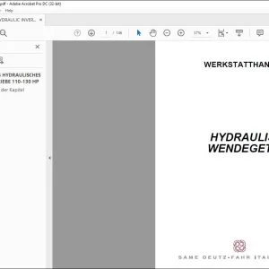 Deutz-Fahr 110-130 HP HYDRAULISCHES WENDEGETRIEBE WERKSTATTHANDBUCH – PDF DOWNLOAD (Deutsch)